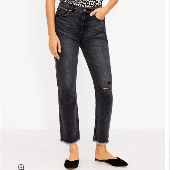 LOFT Black The Straight Crop Jeans - Picture 1 of 9